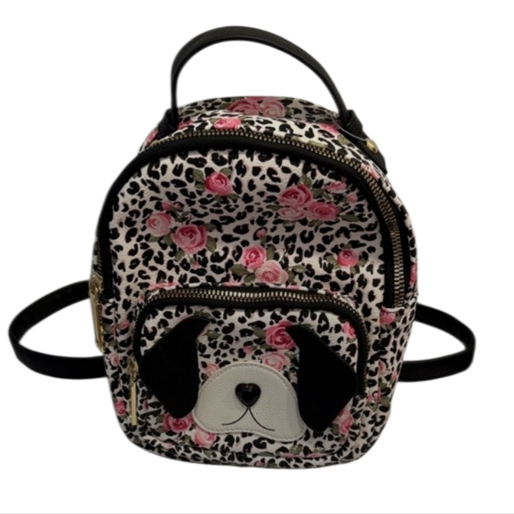 Betsey Johnson Floral Puppy Dog Mini Backpack Bag EUC - Picture 1 of 8